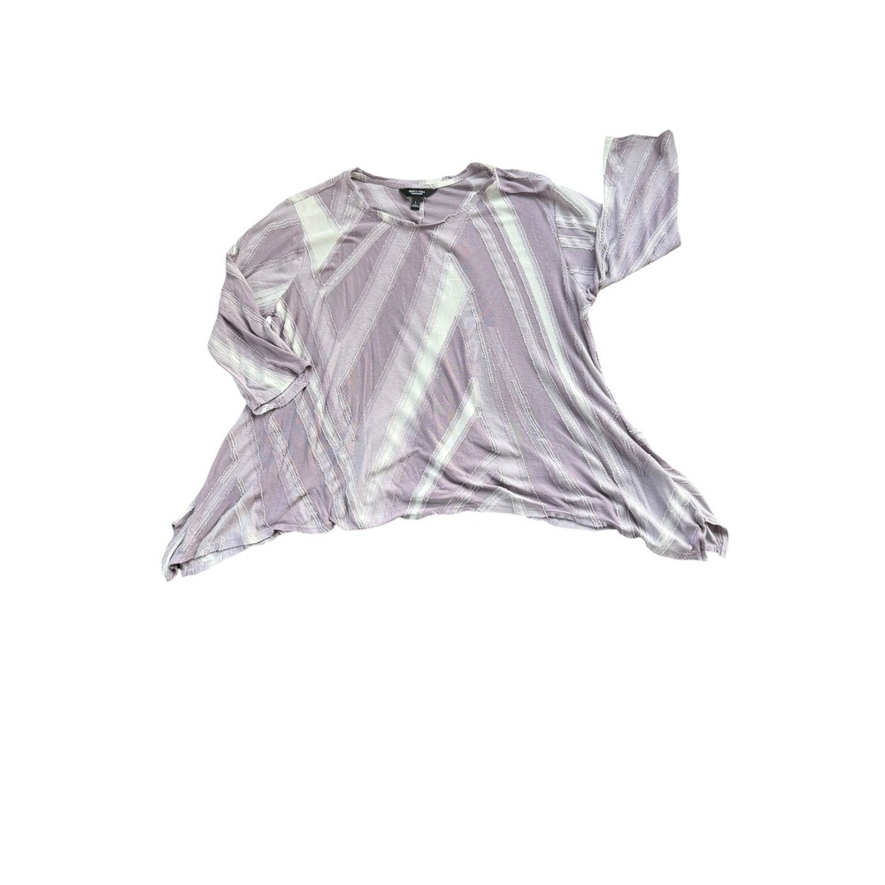 lagenlook shirt art teacher top lightweight spring Women's large purple White - Picture 4 of 4